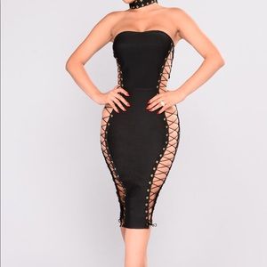 Lace Up Dress - Black
